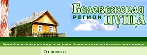 Fragment of the front page of the website 'Region 'Belovezhskaya Pushcha'